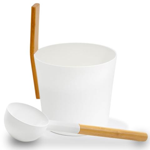 KOLO Sauna Bucket & Ladle - w/ straight bamboo handle