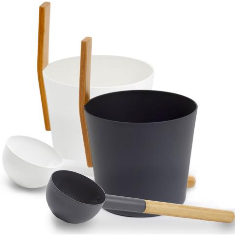KOLO Sauna Bucket & Ladle - w/ straight bamboo handle