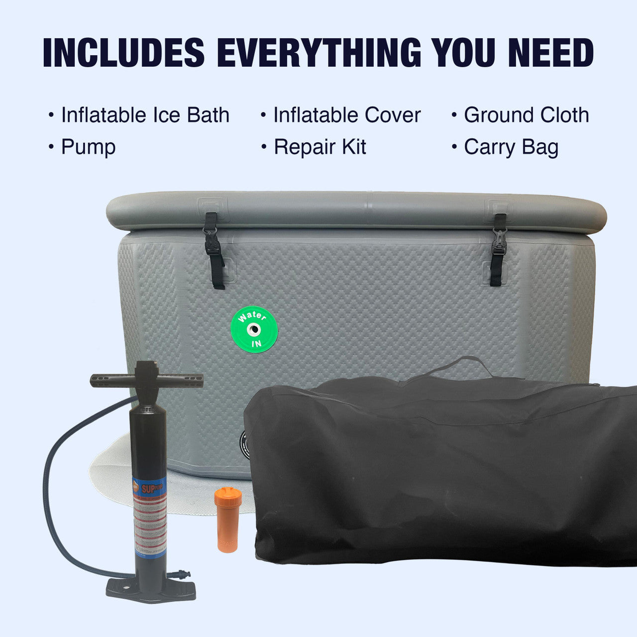 Inflatable Cold Plunge with Locking Lid and Carry Bag