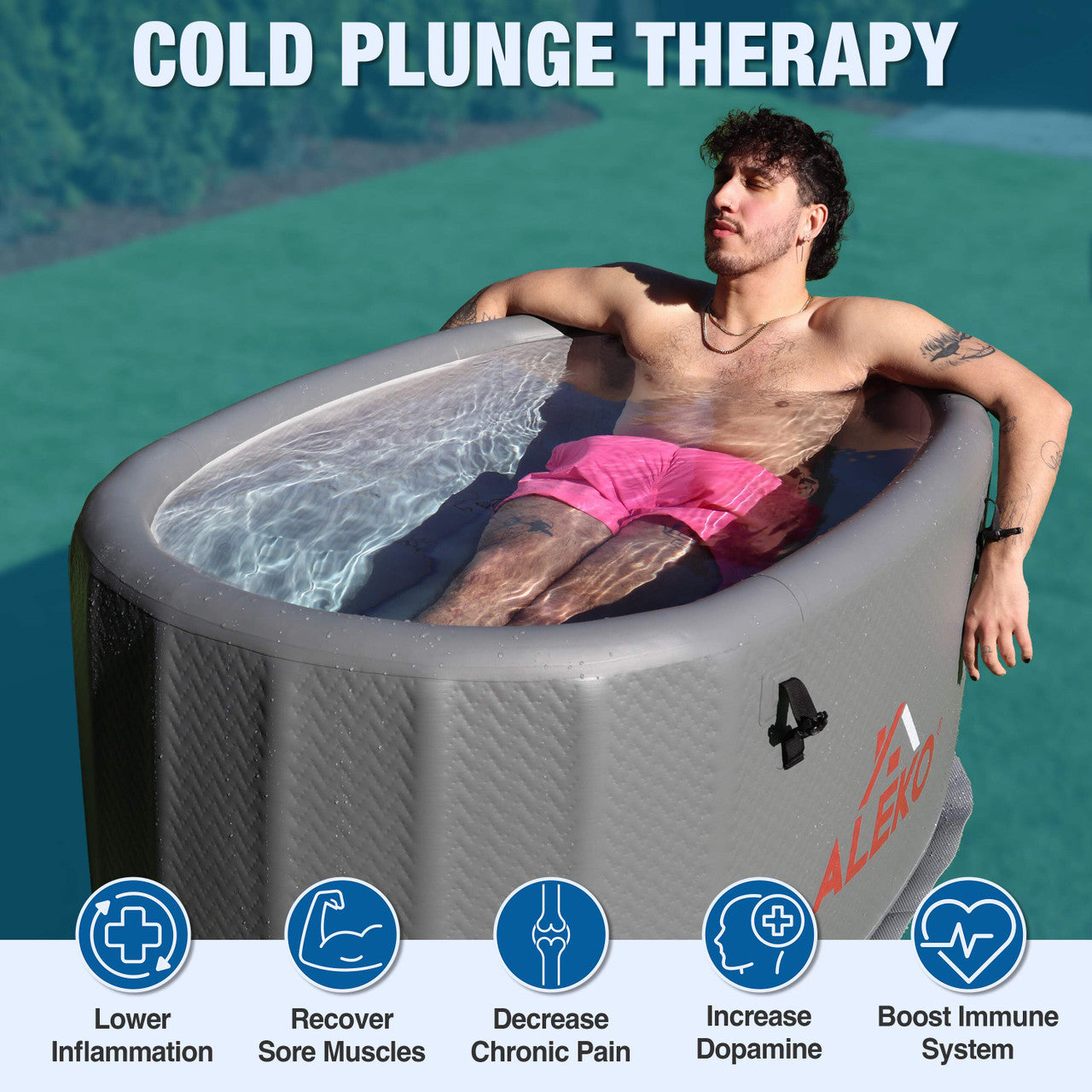 Inflatable Cold Plunge with Locking Lid and Carry Bag