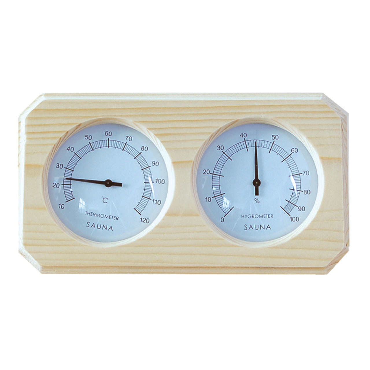 Wall-Mounted Pine Wood Thermometer and Hygrometer