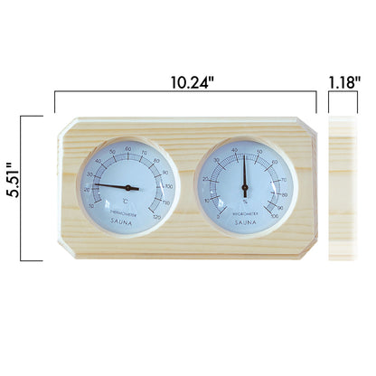 Wall-Mounted Pine Wood Thermometer and Hygrometer