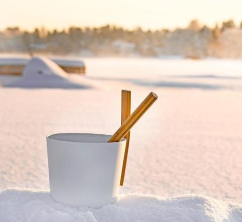 KOLO Sauna Bucket & Ladle - w/ straight bamboo handle