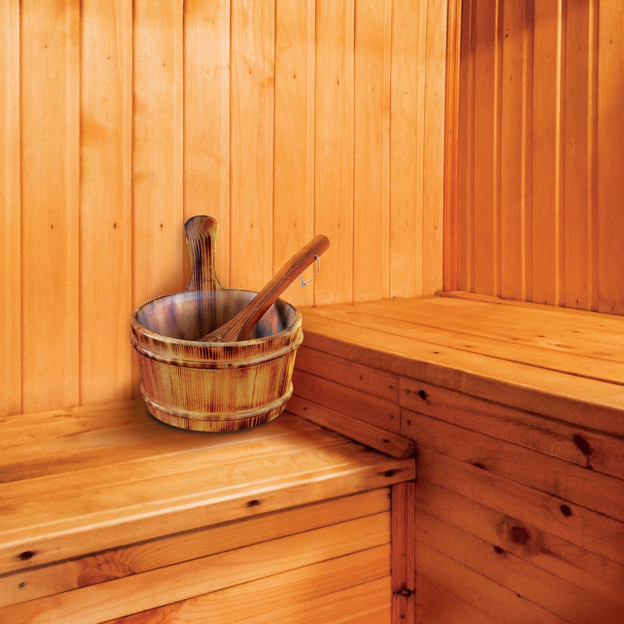 Aleko KDS01-AP 4L Pine Wood Sauna Bucket with Plastic Liner and Water Scoop