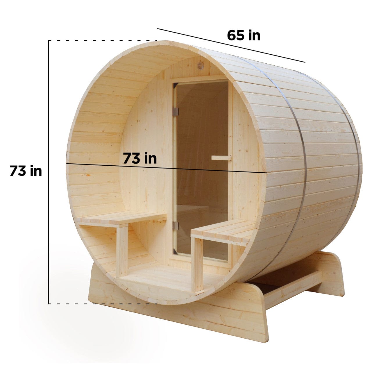 Aleko SB5PINECP-AP Outdoor / Indoor White Finland Pine 5-Person Wet Dry Barrel Sauna - with Front Porch Canopy and Bitumen Shingle Roofing