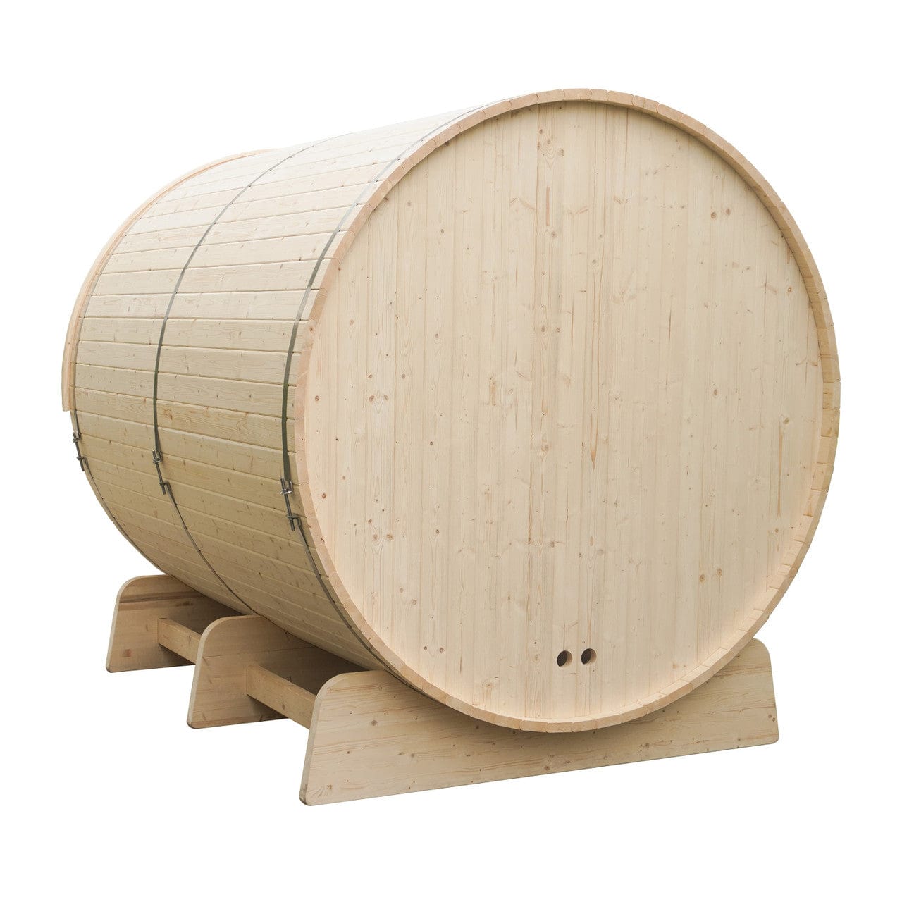 Aleko SB8PINECP-AP Outdoor / Indoor White Finland Pine Wet/Dry 6-9 Person Barrel Sauna - with Front Porch Canopy