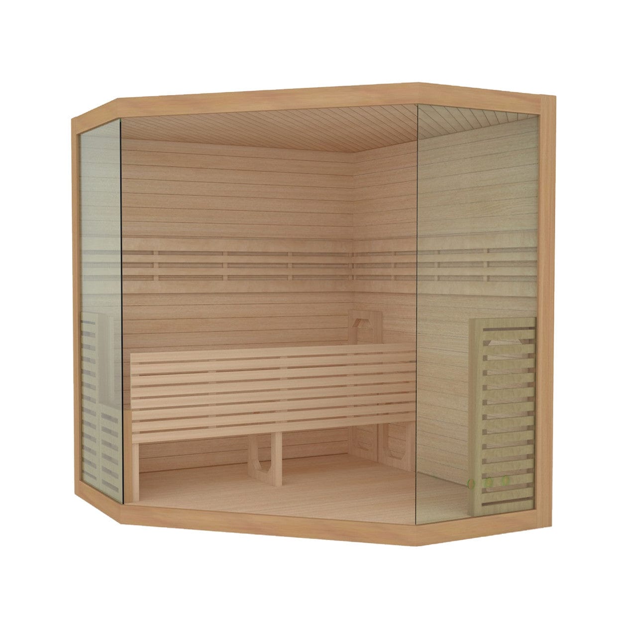 Aleko SEA5JIU-AP Canadian Hemlock Luxury Indoor Wet/Dry 5-6 Person Sauna with LED Lights