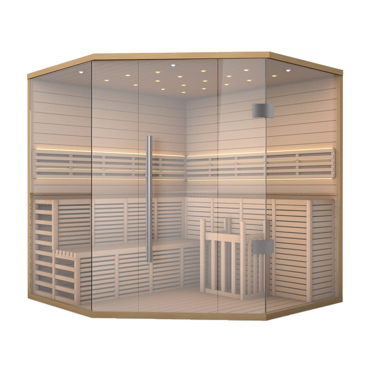 Aleko SEA5JIU-AP Canadian Hemlock Luxury Indoor Wet/Dry 5-6 Person Sauna with LED Lights