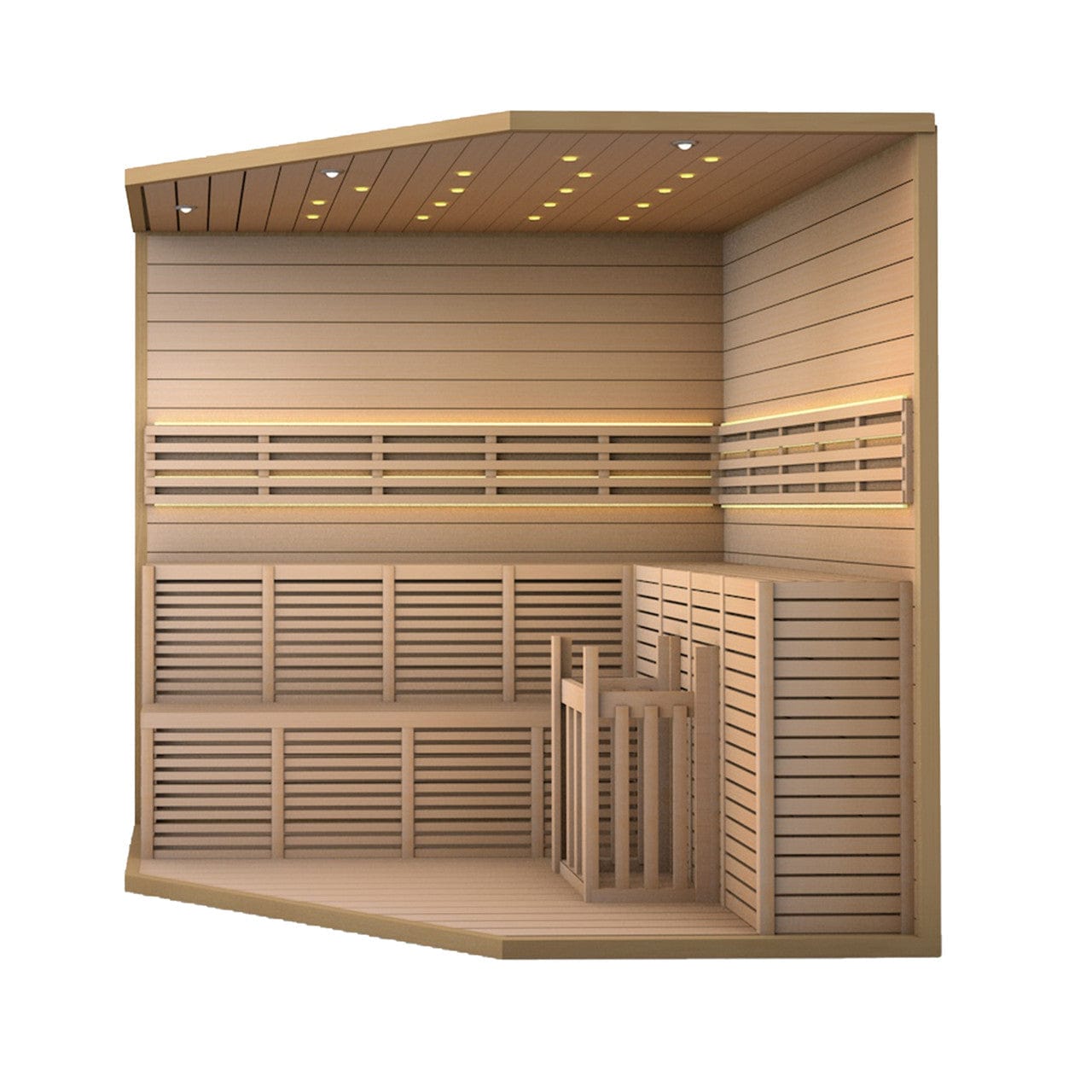 Aleko SEA5JIU-AP Canadian Hemlock Luxury Indoor Wet/Dry 5-6 Person Sauna with LED Lights