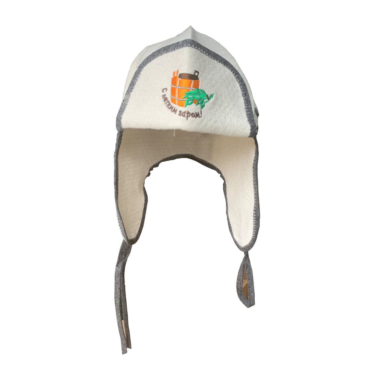Aleko SH01-AP Natural Sheep Wool Traditional Russian "Sauna Time" Sauna Hat - Unisex - White and Charcoal