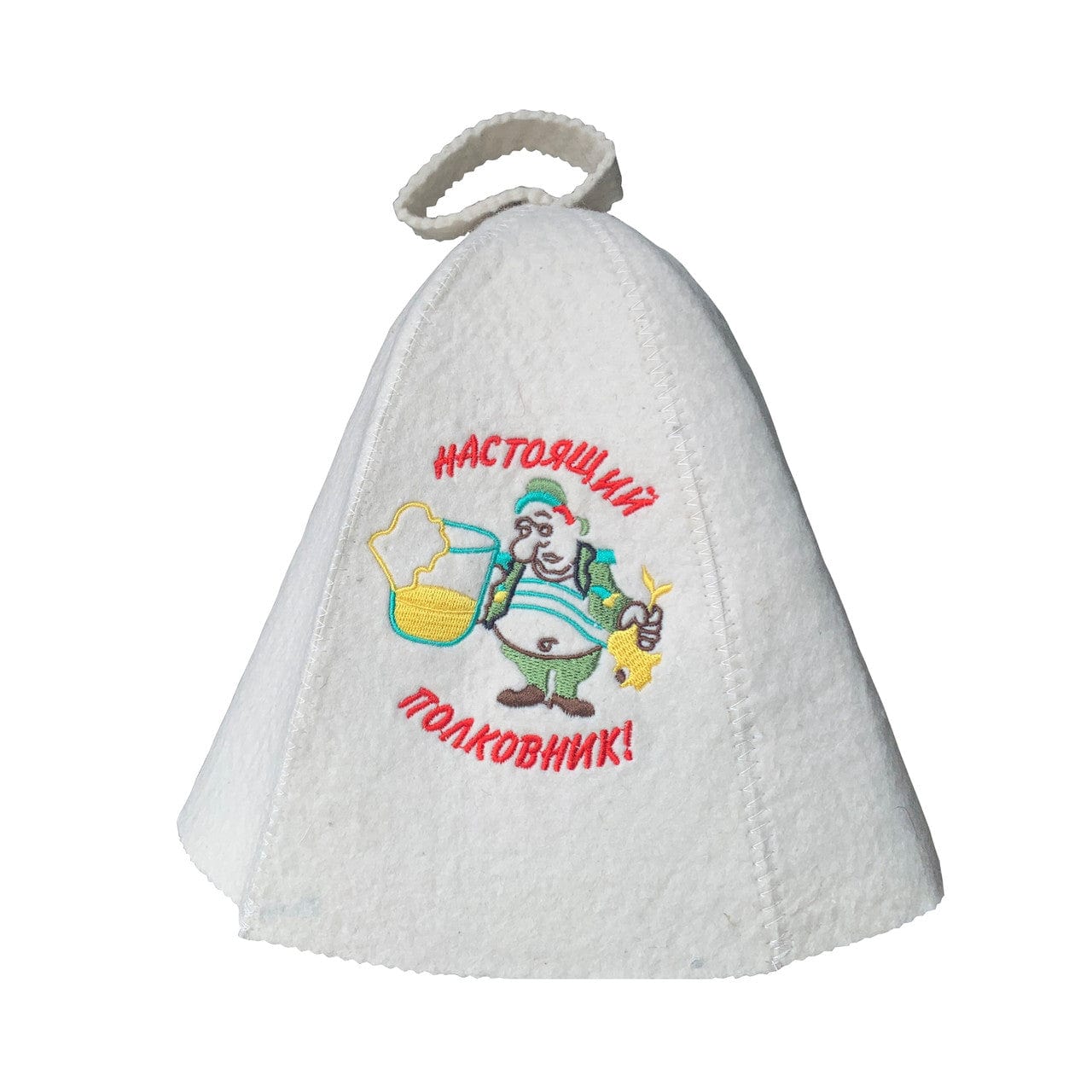 Aleko SH06-AP Natural Sheep Wool Traditional Russian "Real Colonel" Sauna Hat - Unisex - White