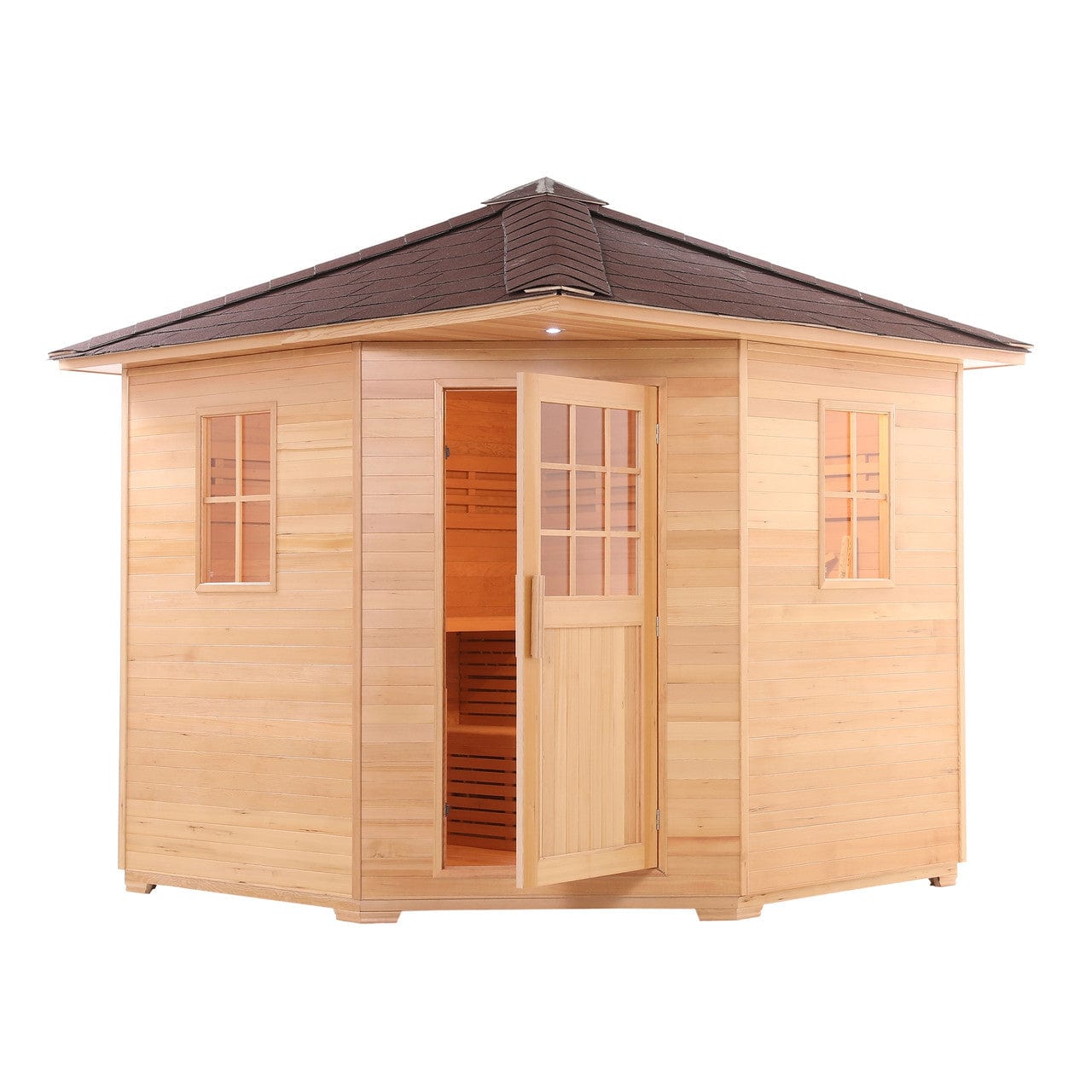 Aleko SKD5HEM-AP Canadian Hemlock 5-Person Wet/Dry Outdoor Sauna with Asphalt Roof