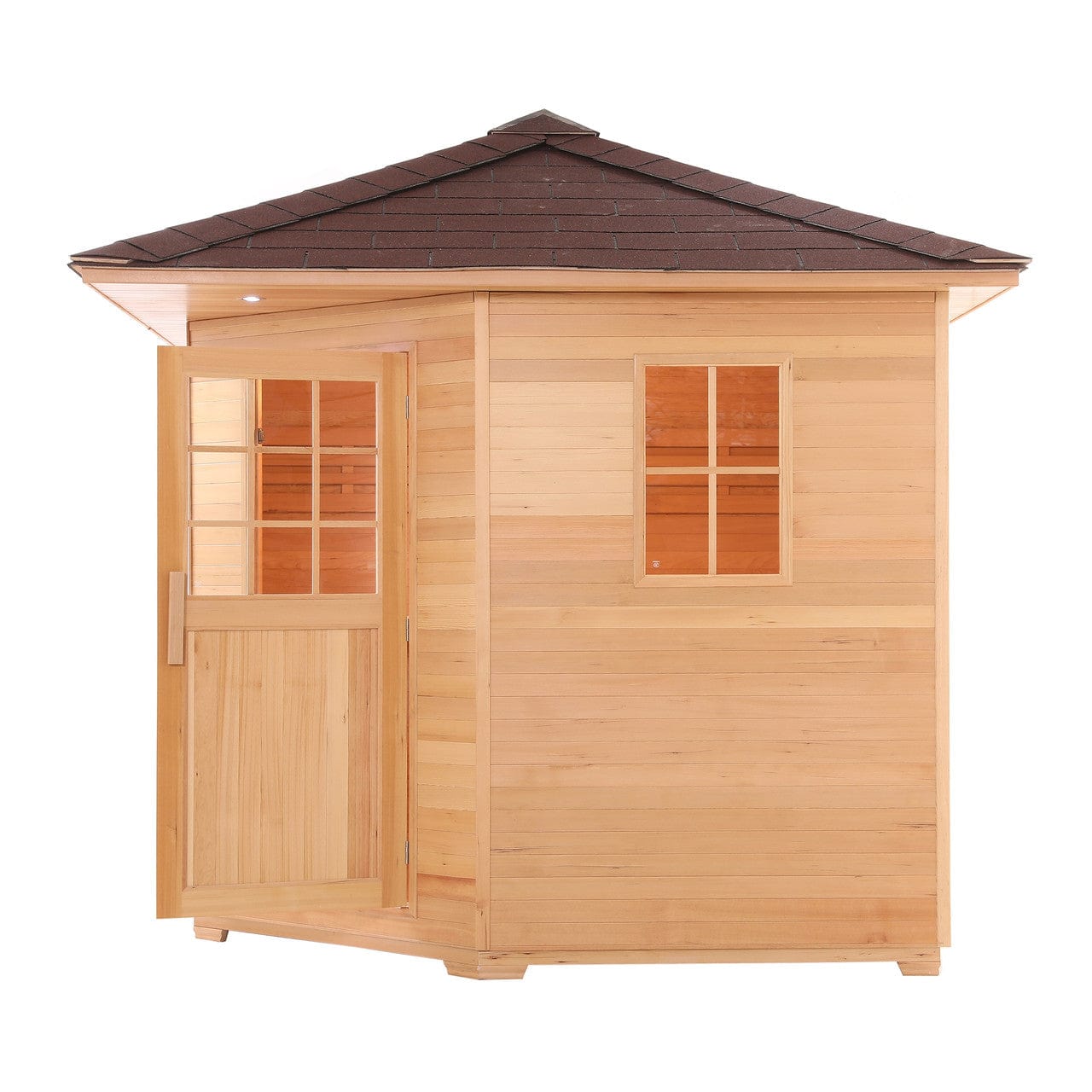 Aleko SKD5HEM-AP Canadian Hemlock 5-Person Wet/Dry Outdoor Sauna with Asphalt Roof