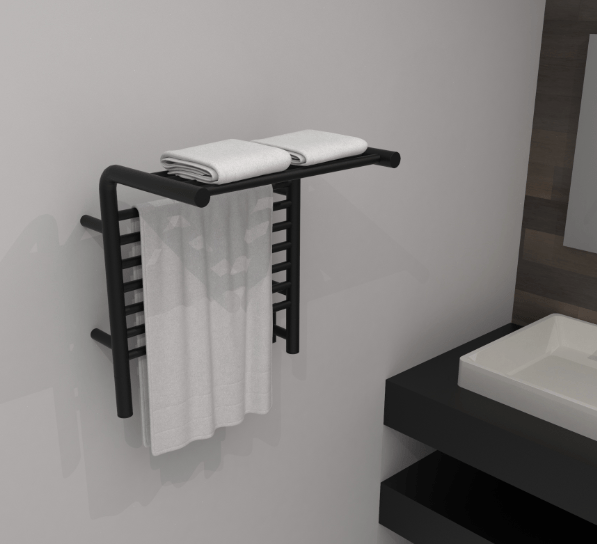 Amba Towel Warmer MSMB Matte Black Amba Jeeves Model M Shelf 11 Bar Hardwired Towel Warmer