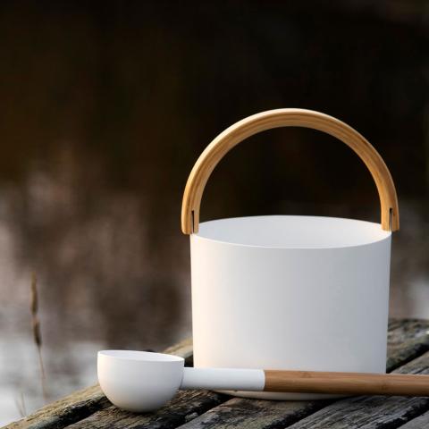 KOLO Sauna Bucket & Ladle - w/ curved bamboo handle