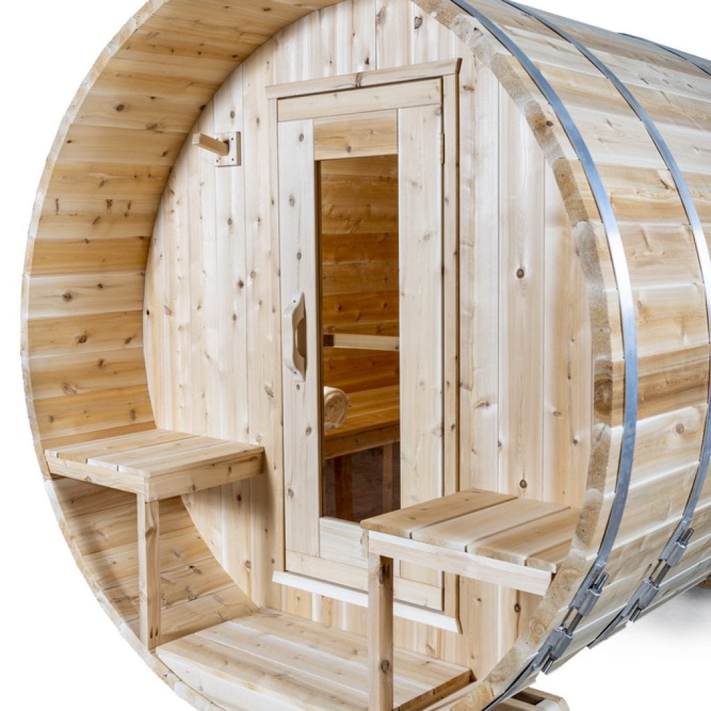 Dundalk CTC2245W Canadian Timber Serenity Barrel Sauna with Harvia heater & accessories