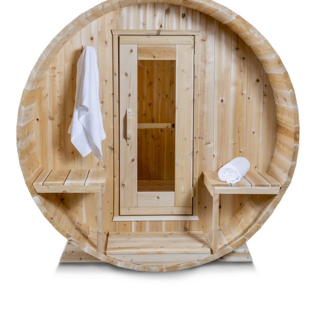 Dundalk CTC2245W Canadian Timber Serenity Barrel Sauna with Harvia heater & accessories