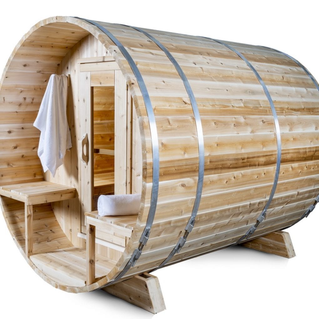 Dundalk CTC2245W Canadian Timber Serenity Barrel Sauna with Harvia heater & accessories