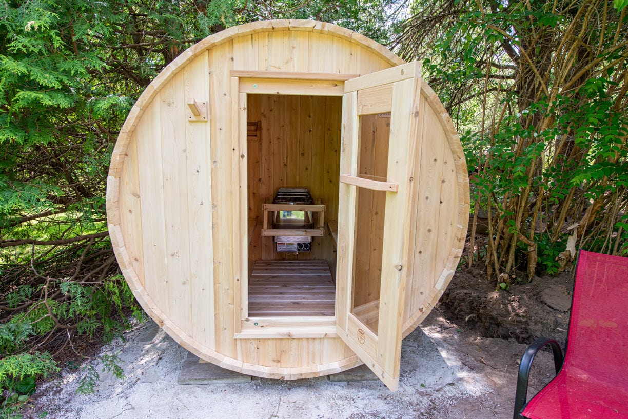Dundalk Harmony Barrel 4 Person Sauna CTC22W w/ Harvia KIP 8KW Sauna Heater Included