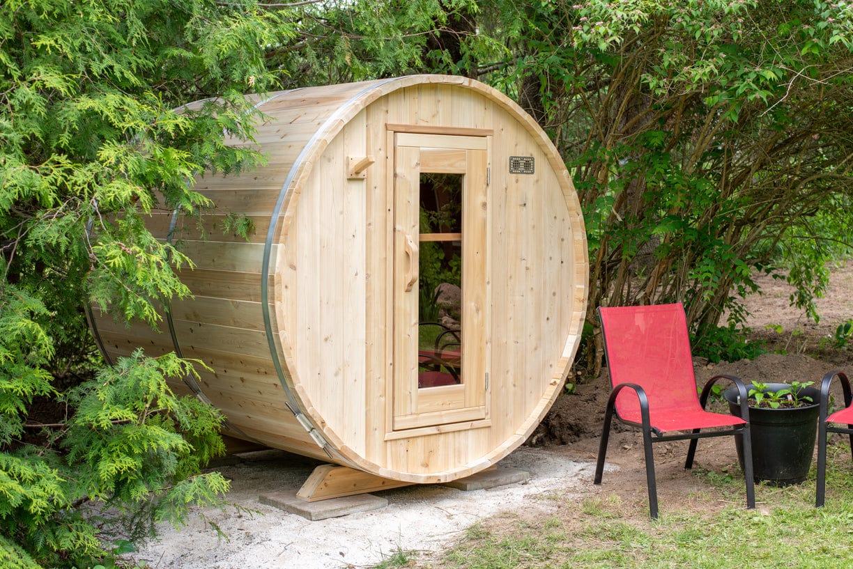 Dundalk Harmony Barrel 4 Person Sauna CTC22W w/ Harvia KIP 8KW Sauna Heater Included
