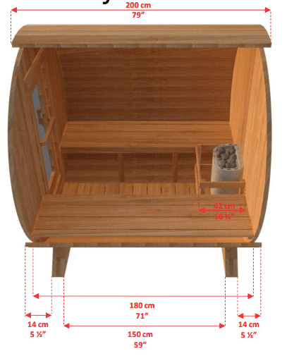Dundalk Harmony Barrel 4 Person Sauna CTC22W w/ Harvia KIP 8KW Sauna Heater Included