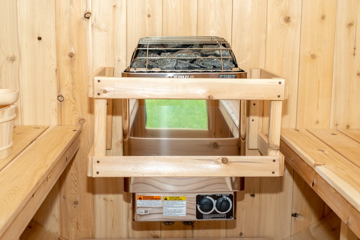 Dundalk Harmony Barrel 4 Person Sauna CTC22W w/ Harvia KIP 8KW Sauna Heater Included