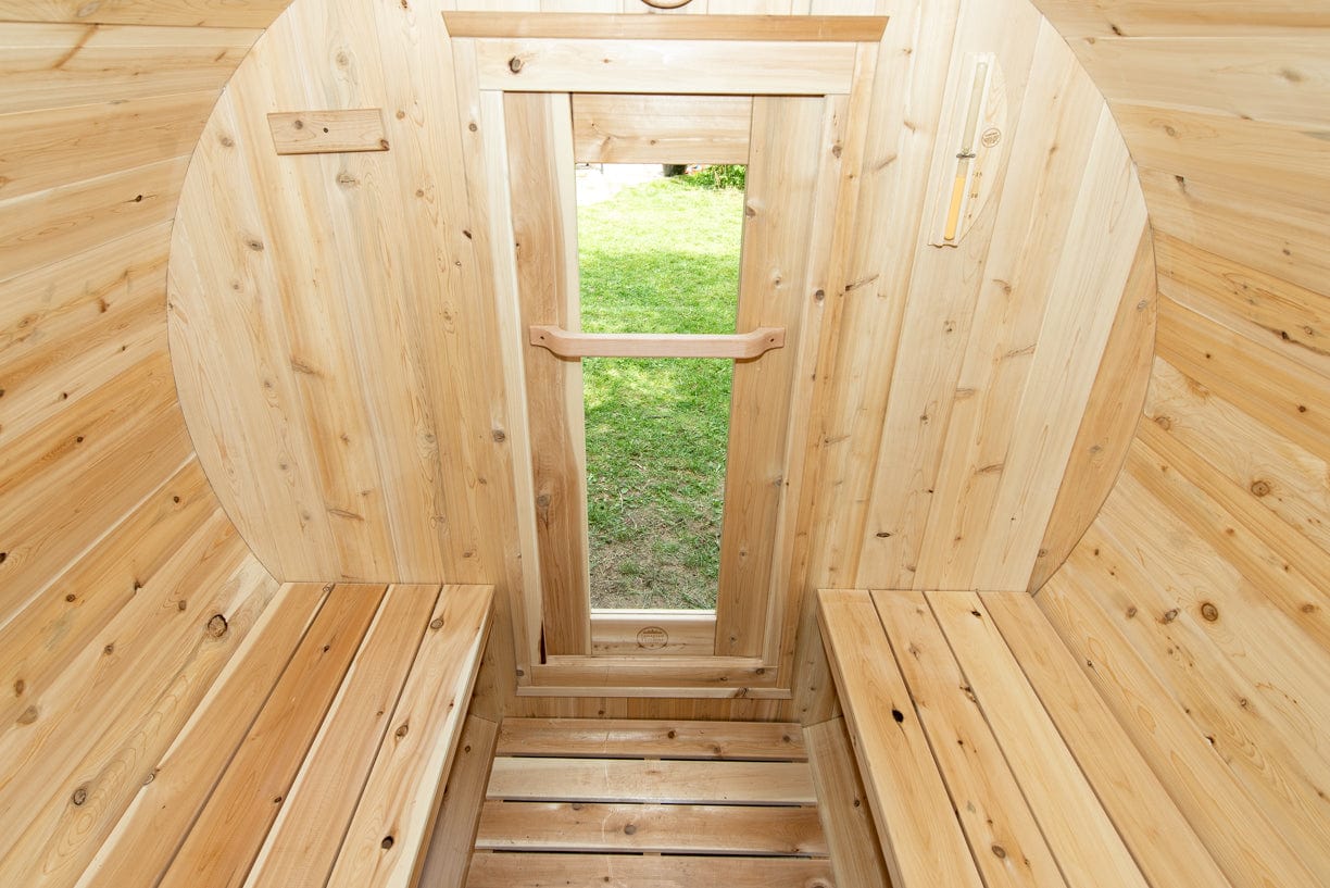Dundalk Harmony Barrel 4 Person Sauna CTC22W w/ Harvia KIP 8KW Sauna Heater Included