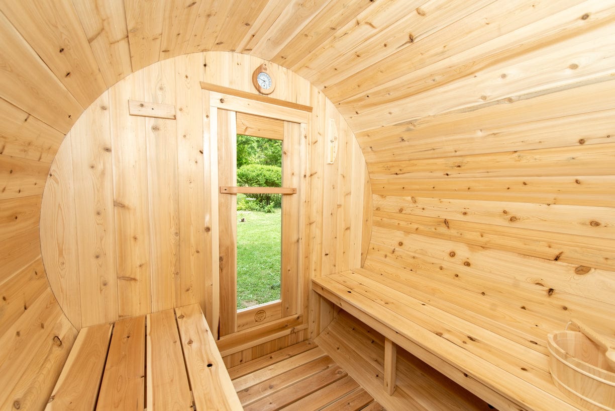 Dundalk Harmony Barrel 4 Person Sauna CTC22W w/ Harvia KIP 8KW Sauna Heater Included