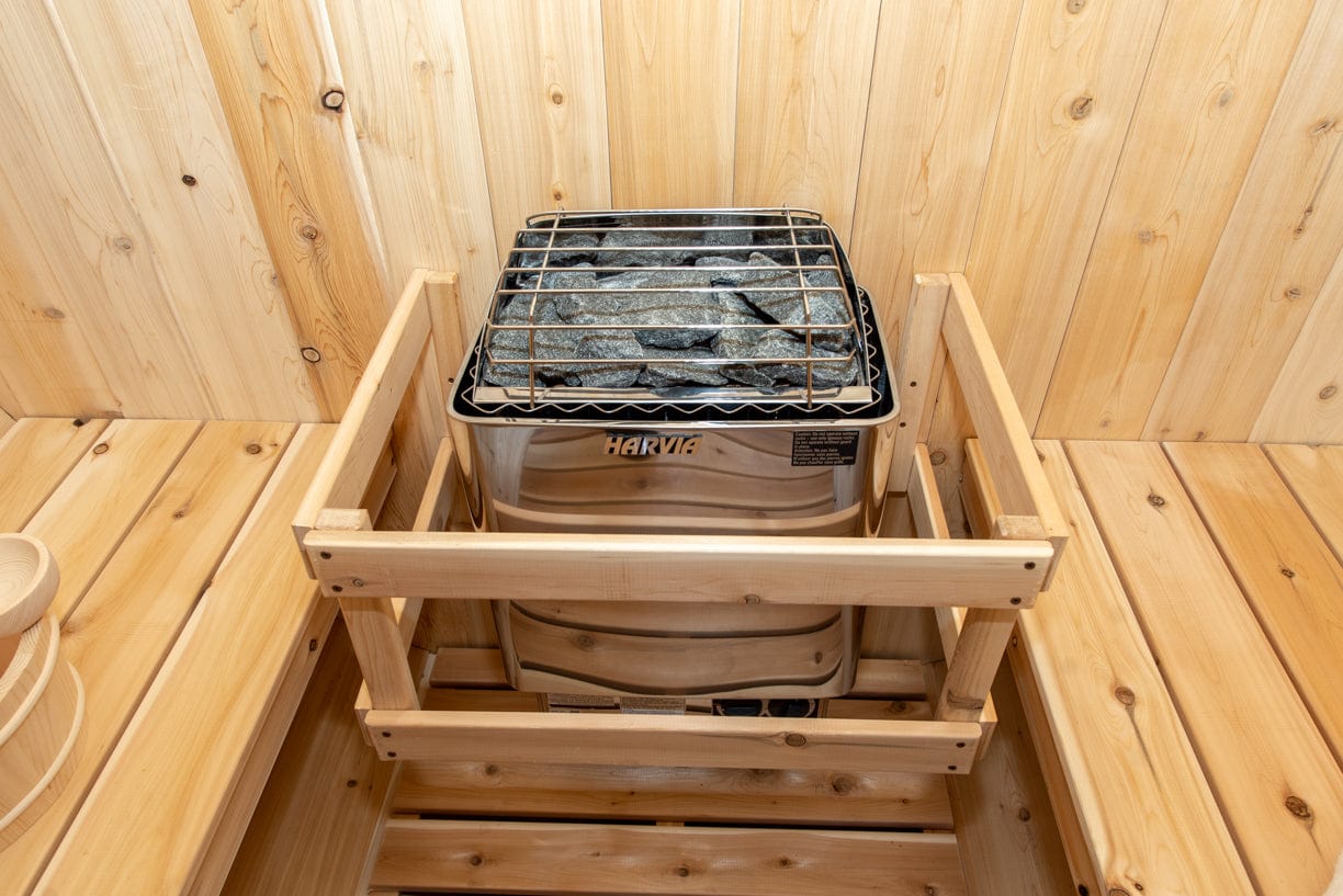 Dundalk Harmony Barrel 4 Person Sauna CTC22W w/ Harvia KIP 8KW Sauna Heater Included