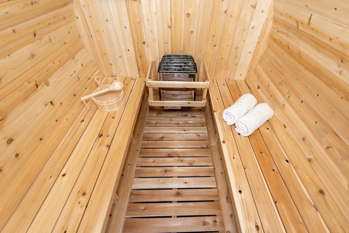 Dundalk Harmony Barrel 4 Person Sauna CTC22W w/ Harvia KIP 8KW Sauna Heater Included