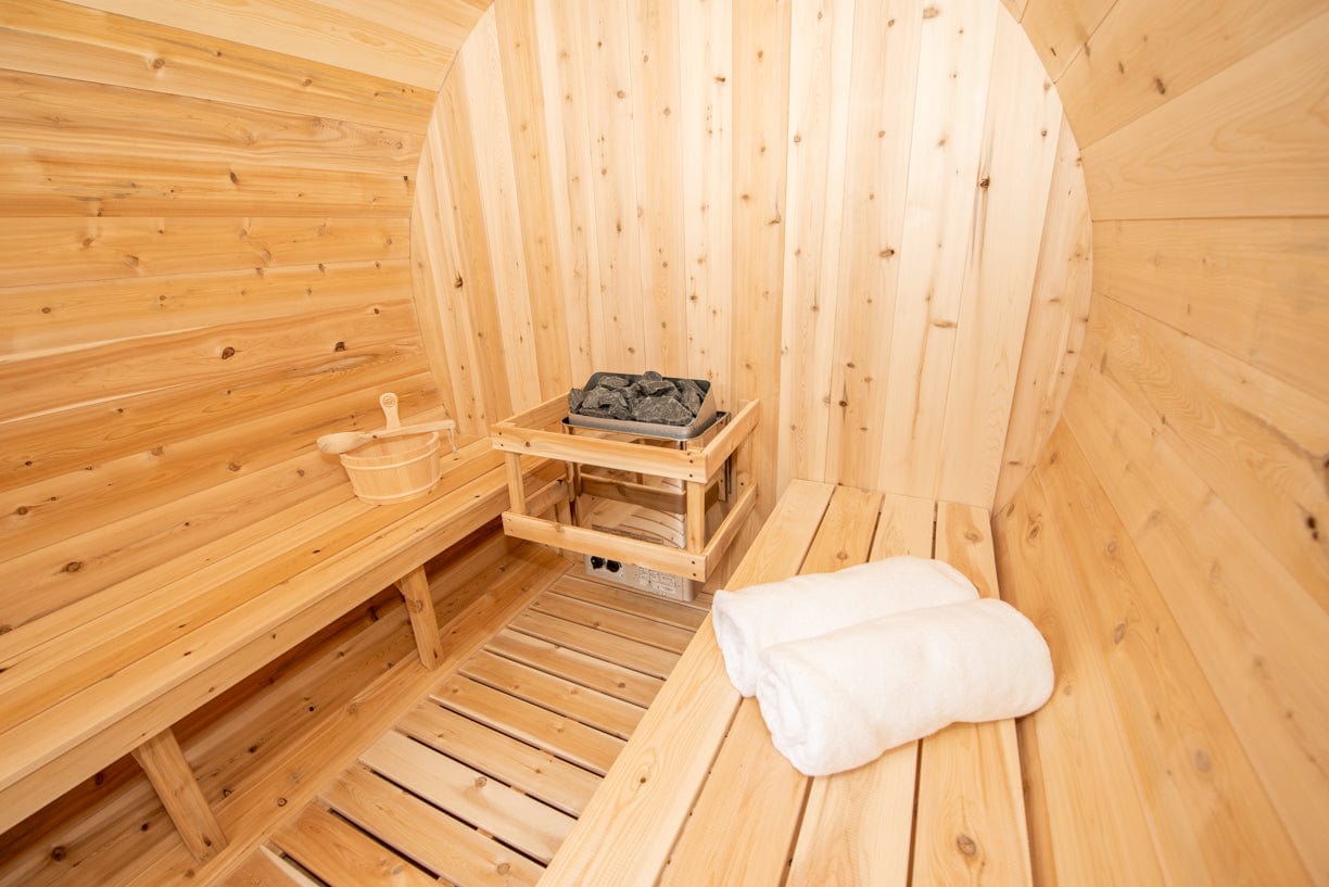 Dundalk Harmony Barrel 4 Person Sauna CTC22W w/ Harvia KIP 8KW Sauna Heater Included