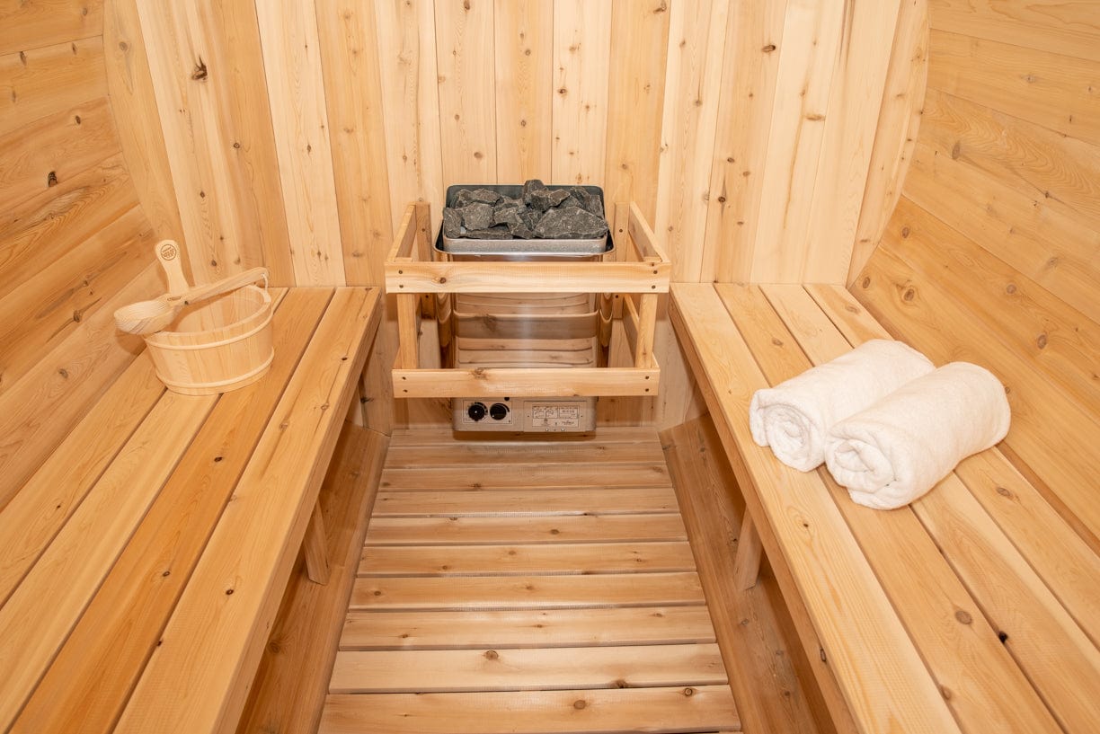 Dundalk Harmony Barrel 4 Person Sauna CTC22W w/ Harvia KIP 8KW Sauna Heater Included
