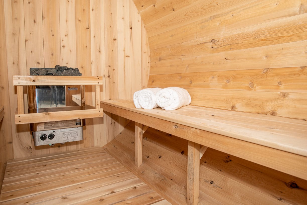 Dundalk Harmony Barrel 4 Person Sauna CTC22W w/ Harvia KIP 8KW Sauna Heater Included