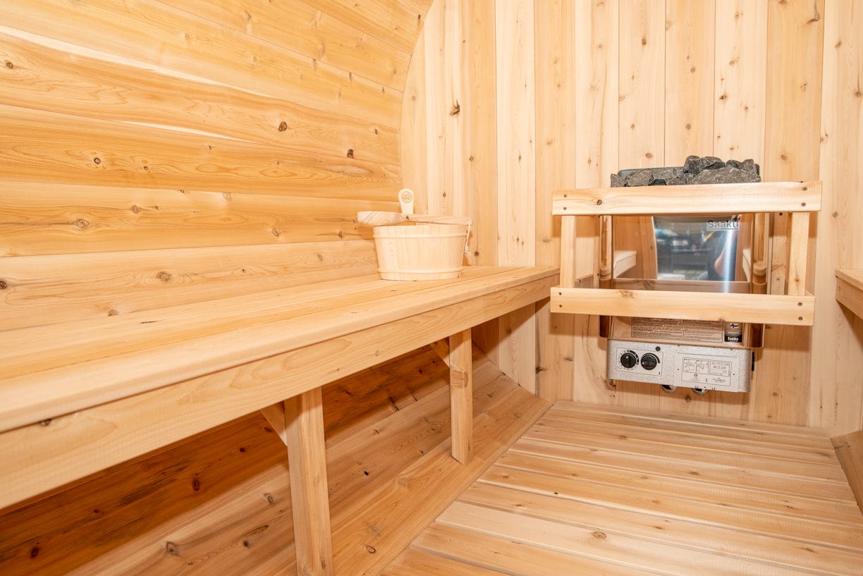 Dundalk Harmony Barrel 4 Person Sauna CTC22W w/ Harvia KIP 8KW Sauna Heater Included