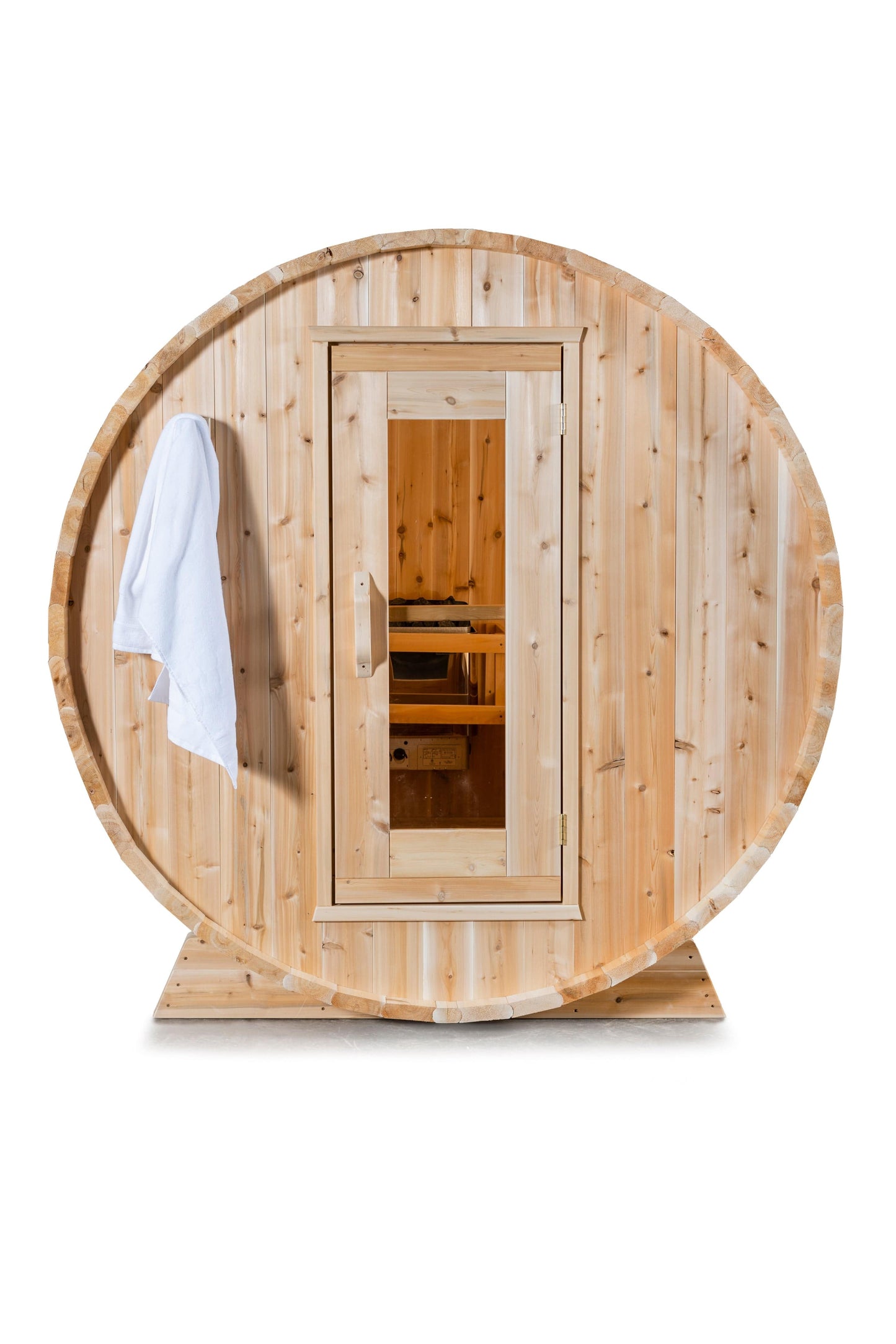 Dundalk Harmony Barrel 4 Person Sauna CTC22W w/ Harvia KIP 8KW Sauna Heater Included