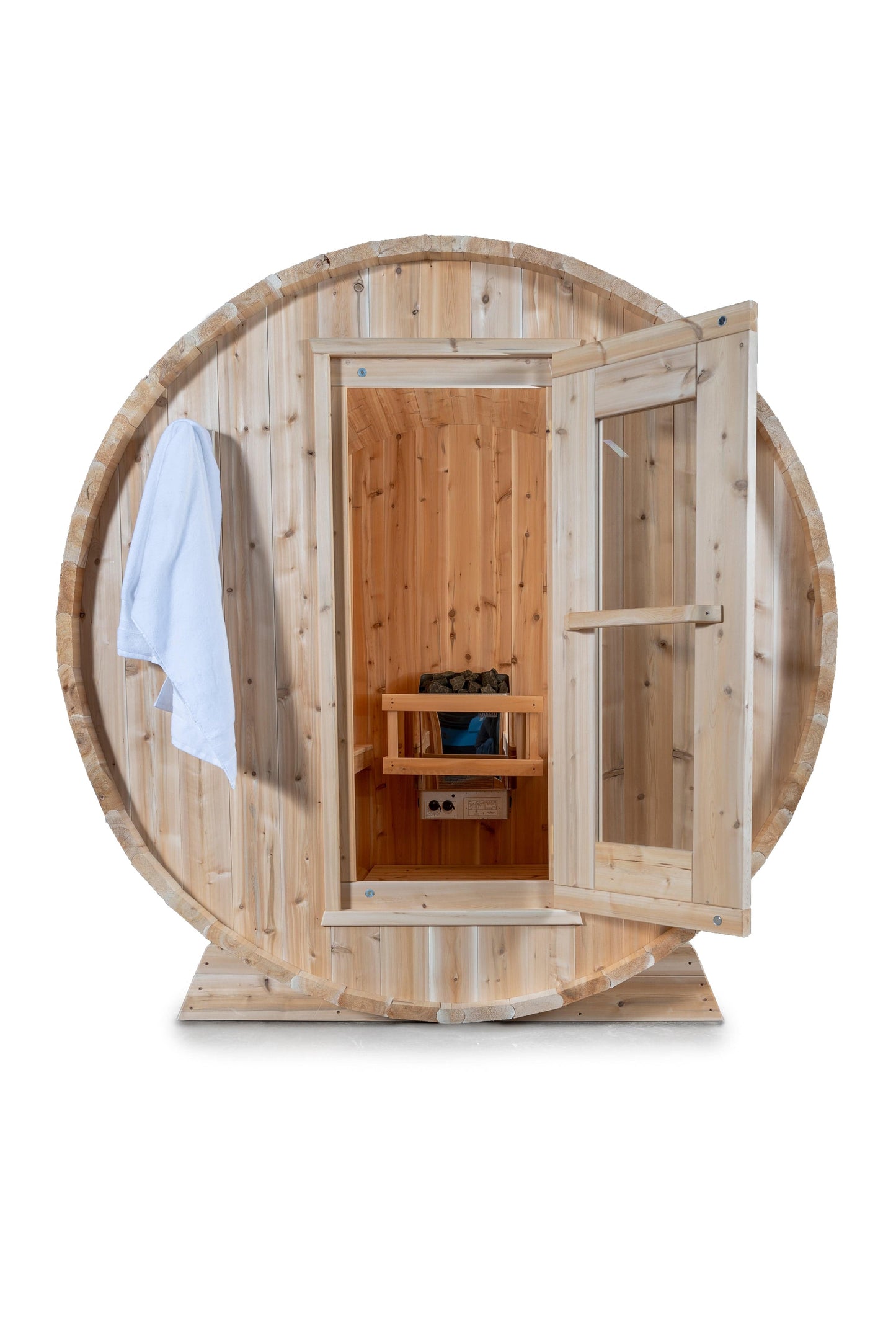Dundalk Harmony Barrel 4 Person Sauna CTC22W w/ Harvia KIP 8KW Sauna Heater Included