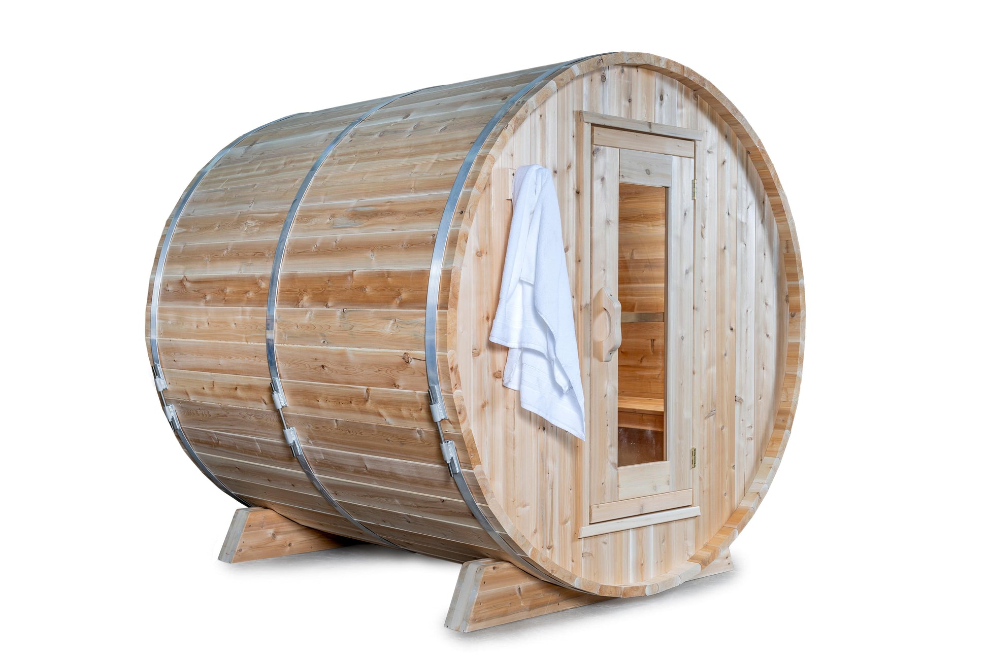 Dundalk Harmony Barrel 4 Person Sauna CTC22W w/ Harvia KIP 8KW Sauna Heater Included