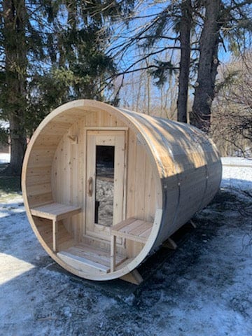Dundalk Sauna Tranquility Barrel Sauna 6 Person Outdoor Sauna w/ Harvia KIP 8KW Heater