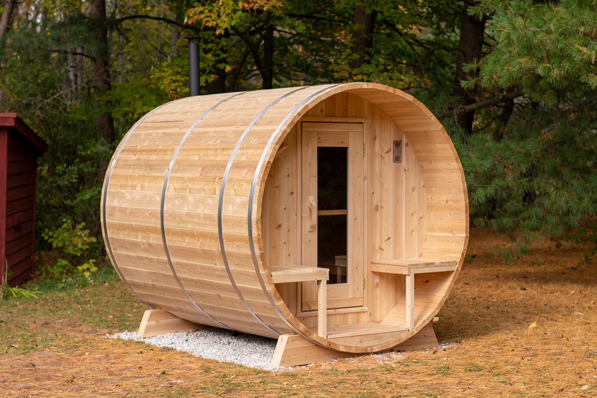 Dundalk Sauna Tranquility Barrel Sauna 6 Person Outdoor Sauna w/ Harvia KIP 8KW Heater