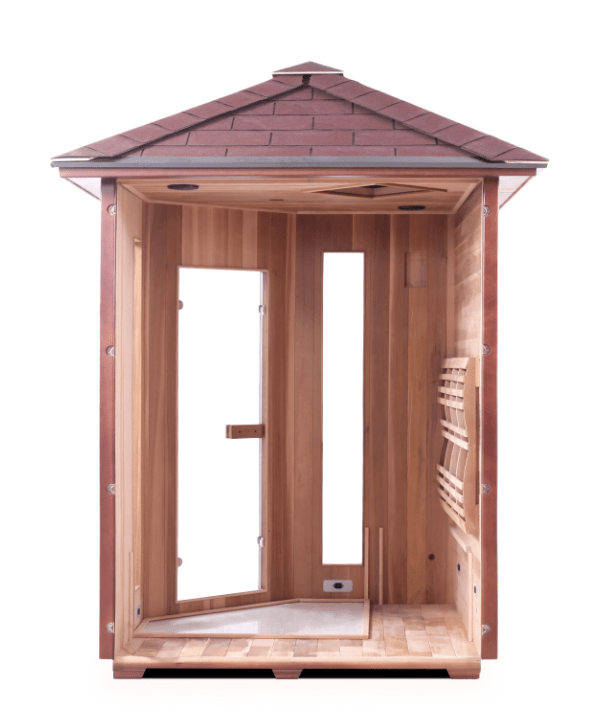 Enlighten 17379 Rustic Outdoor 4-Person CORNER Full Spectrum Infrared Sauna