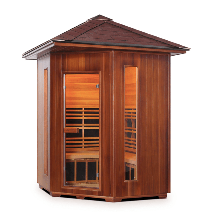 Enlighten 17379 Rustic Outdoor 4-Person CORNER Full Spectrum Infrared Sauna