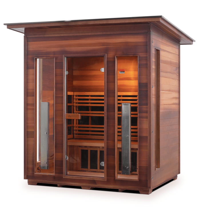 Enlighten 37378 Slope Roof Rustic Outdoor 4-Person Full Spectrum Infrared Sauna