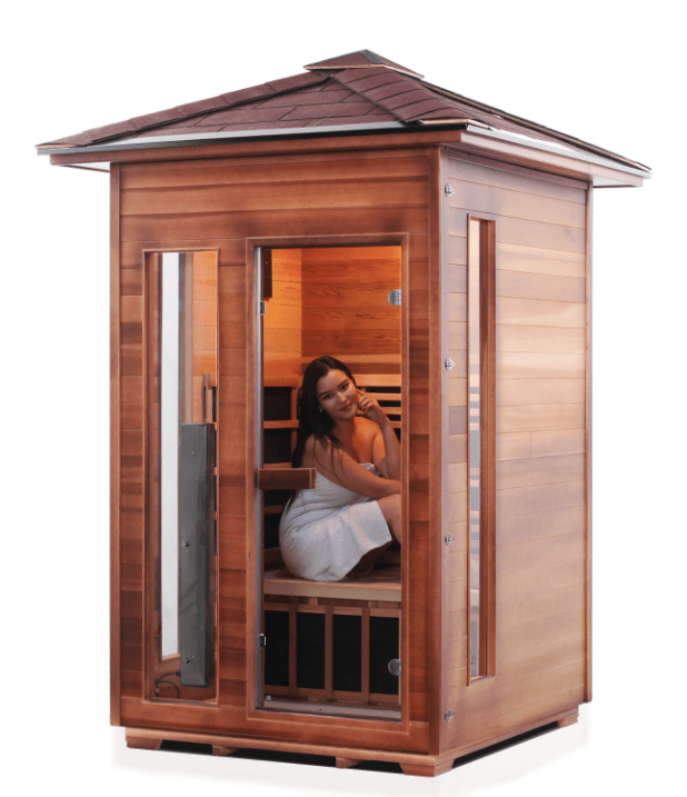 Enlighten Diamond 2-Person Outdoor Hybrid Sauna - both Infrared and Traditional Heating