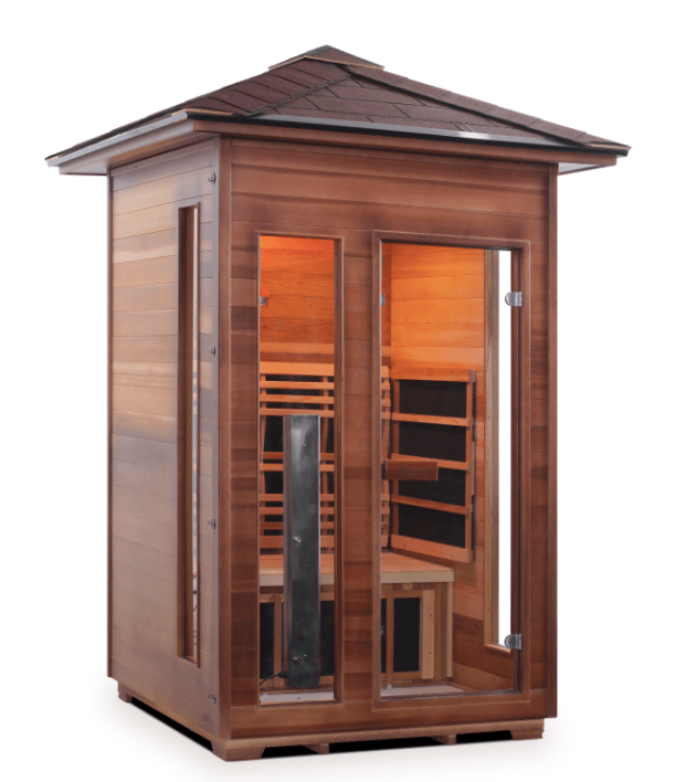 Enlighten Diamond 2-Person Outdoor Hybrid Sauna - both Infrared and Traditional Heating
