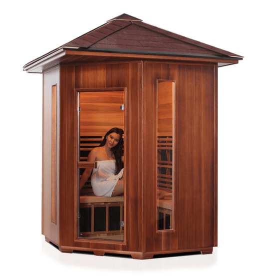 Enlighten H-17379 Diamond Outdoor 4-Person CORNER Person Infrared Hybrid Traditional Sauna