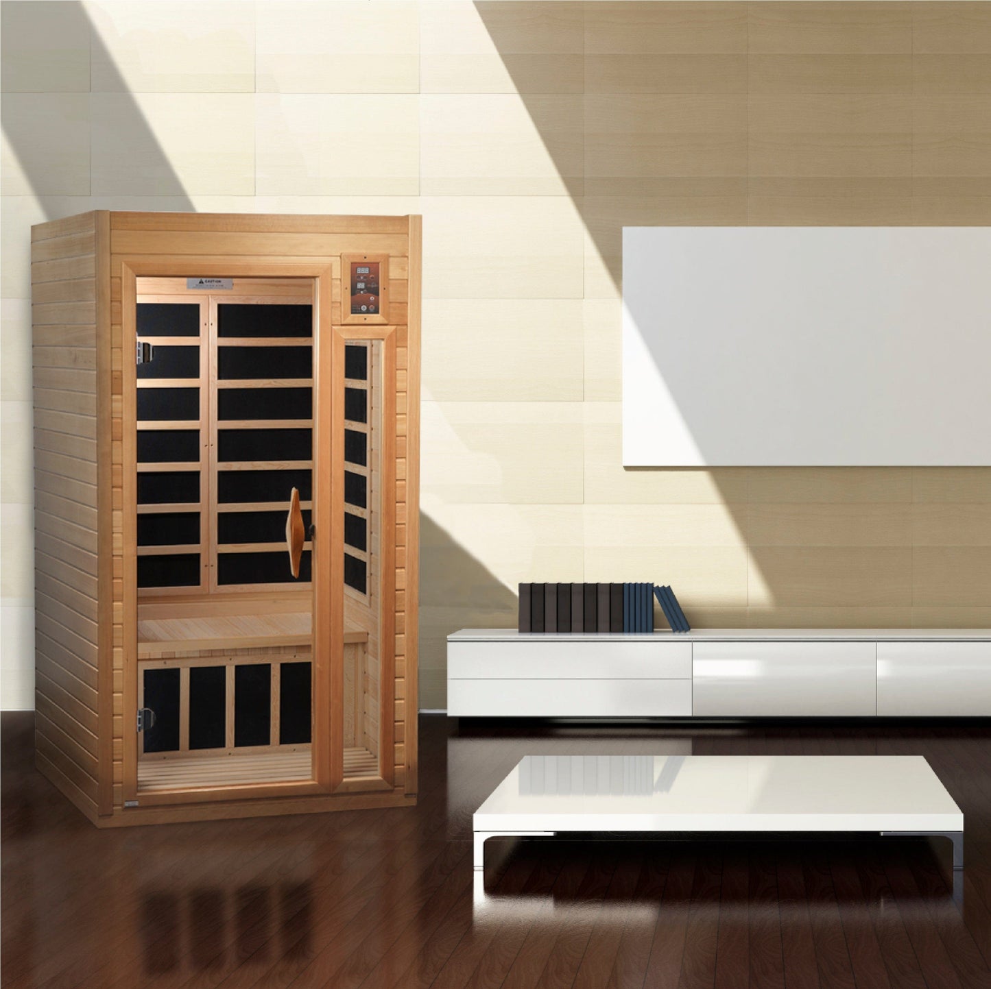 Golden Designs GDI-6106-01 Elite Golden Designs "Barcelona Select Elite" 1-2-person PureTech™ Near Zero Far Infrared Sauna Canadian Hemlock