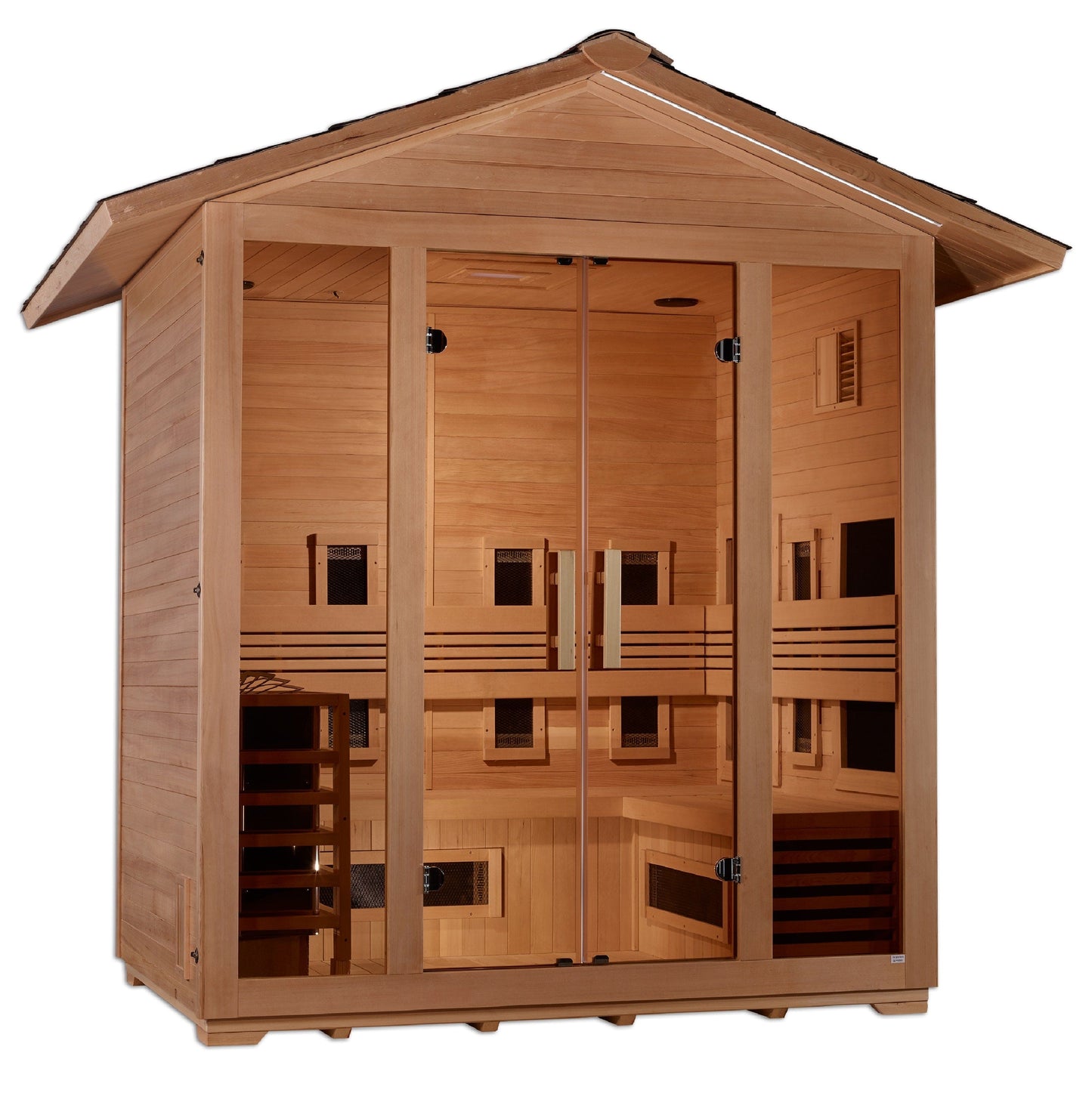 Golden Designs GDI-8125-01 Golden Designs "Gargellen" 5-Person Hybrid Outdoor Sauna - PureTech™ Full Spectrum Infrared or Traditional Stove