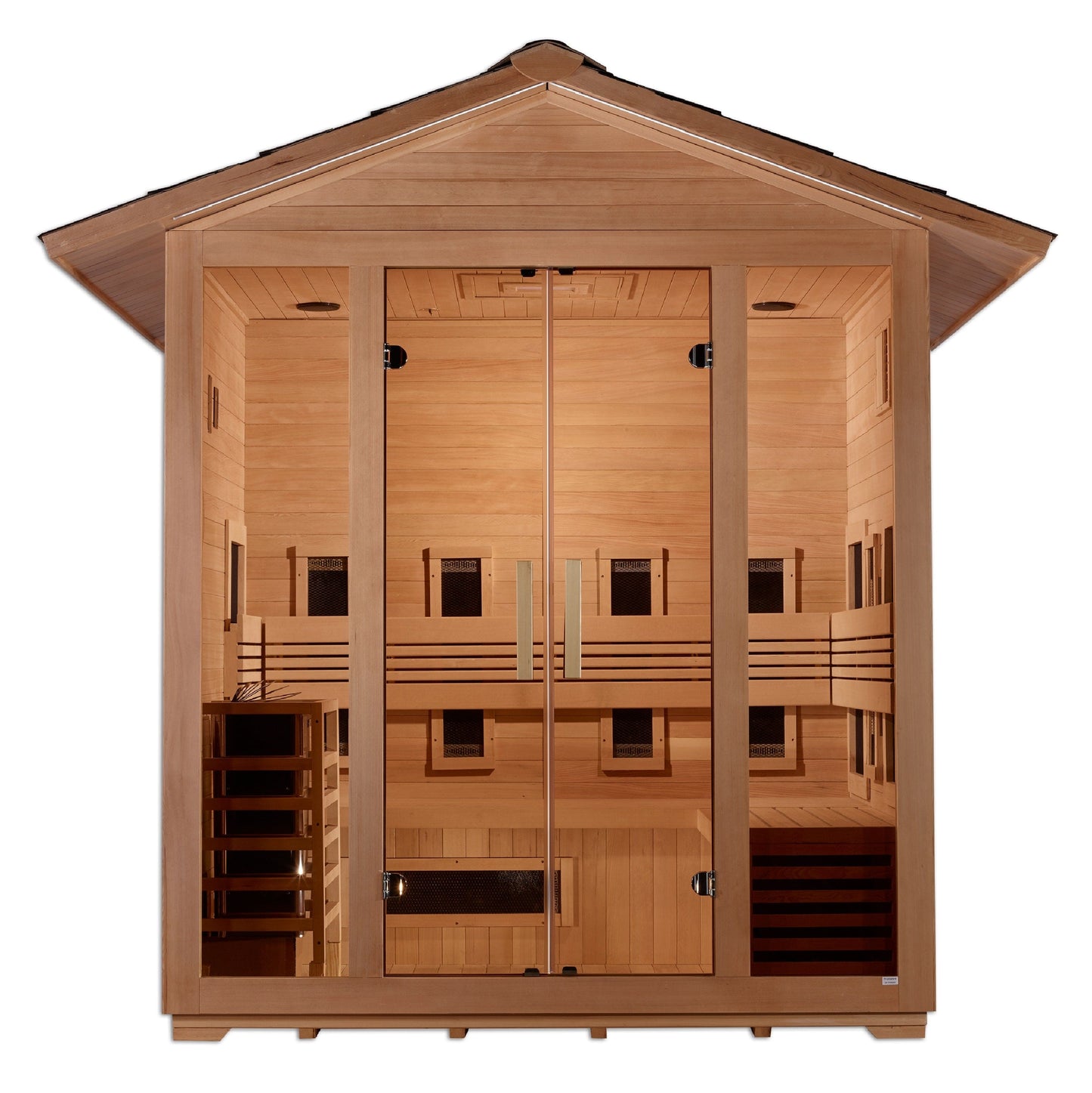 Golden Designs GDI-8125-01 Golden Designs "Gargellen" 5-Person Hybrid Outdoor Sauna - PureTech™ Full Spectrum Infrared or Traditional Stove