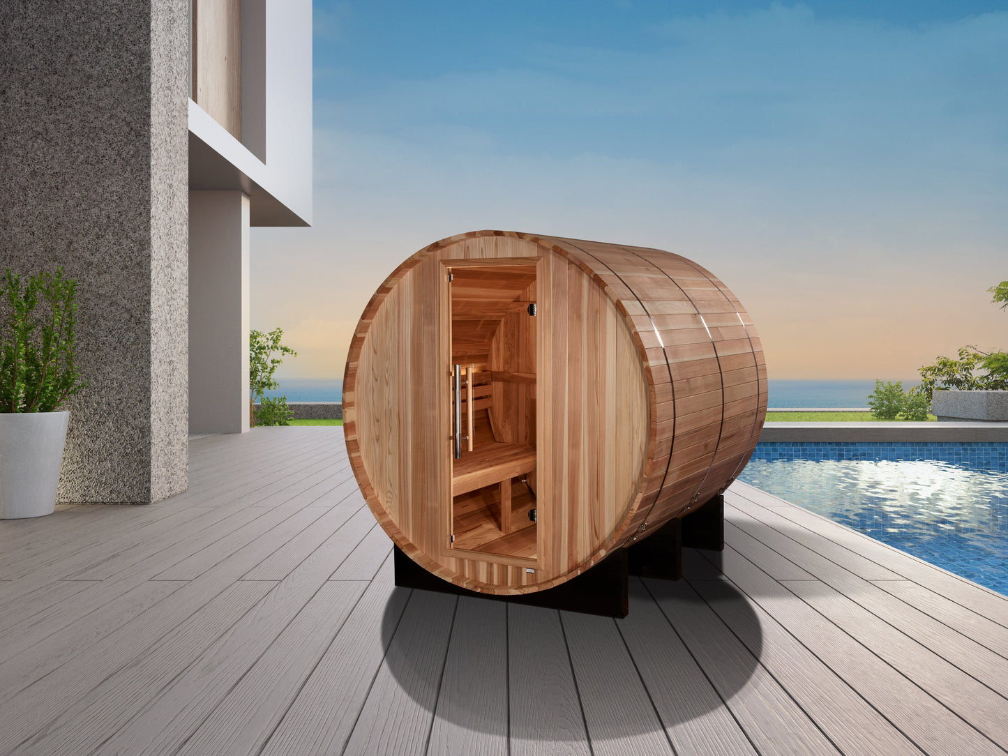 Golden Designs GDI-B004-01 Golden Designs "Arosa" 4-Person Barrel Traditional Sauna