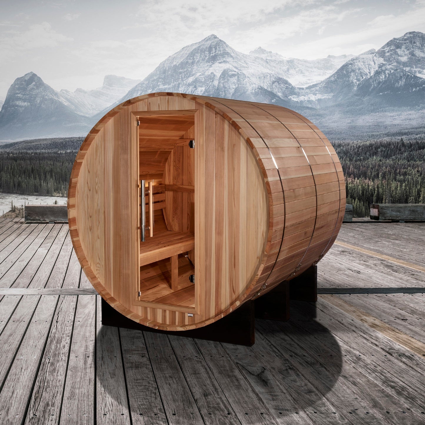 Golden Designs GDI-B004-01 Golden Designs "Arosa" 4-Person Barrel Traditional Sauna